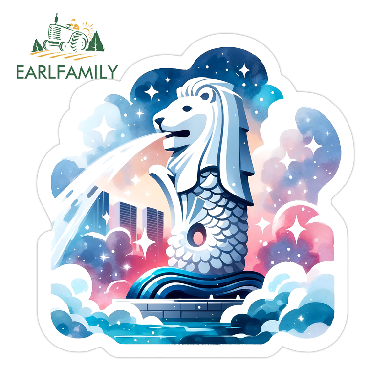 Car Accessories Singapore - EARLFAMILY Shining Singapore Lion Car Stickers