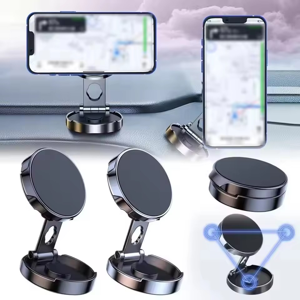 Car Accessories Phone Holder - Round Folding Magnetic Car Holder 360