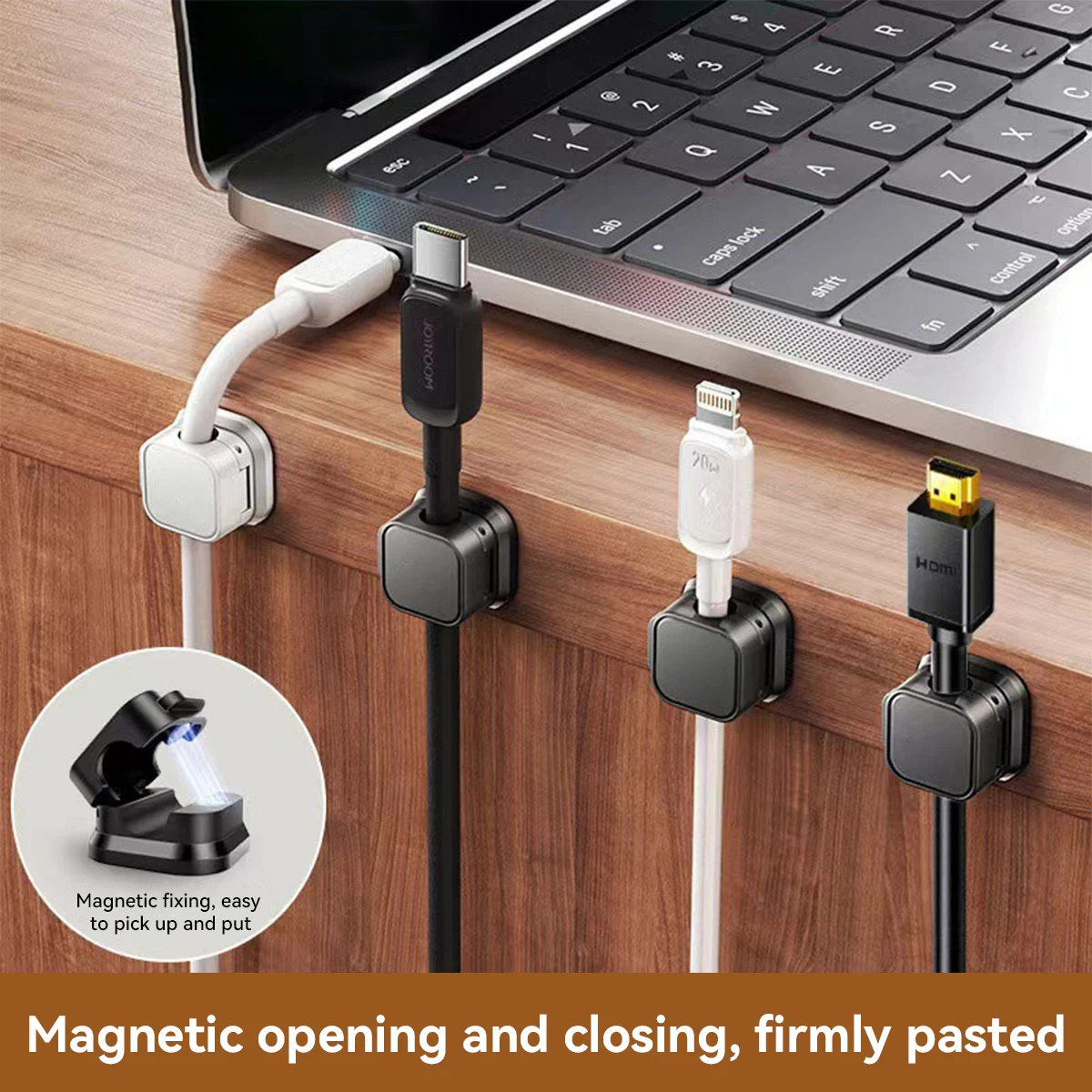 Car Cable Organizer - 5Pcs Magnetic Cord Clip Organizer, Self-Adhesive