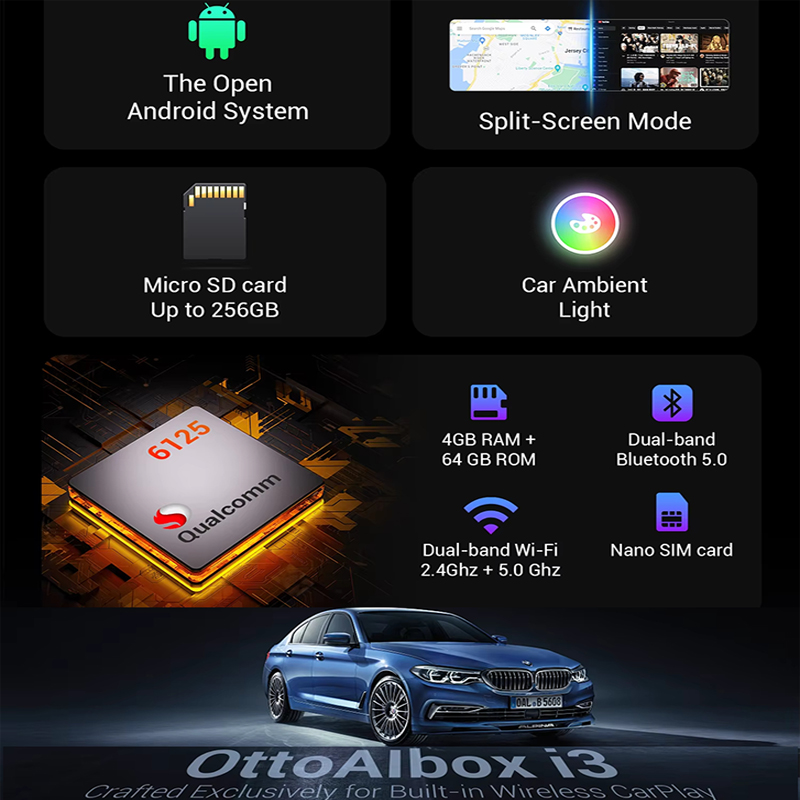 OTTOCAST i3 Carplay Ai Box Wir - Car Accessories Youtube avis et prix