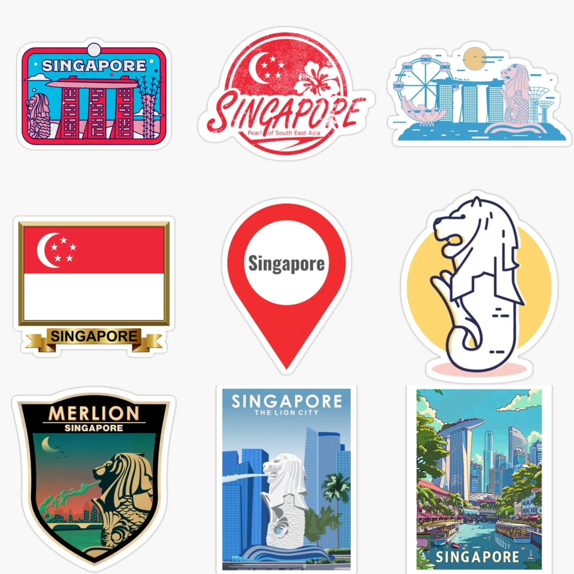 Singapore Flag Map Merlion Sce - Car Accessories Singapore avis et prix