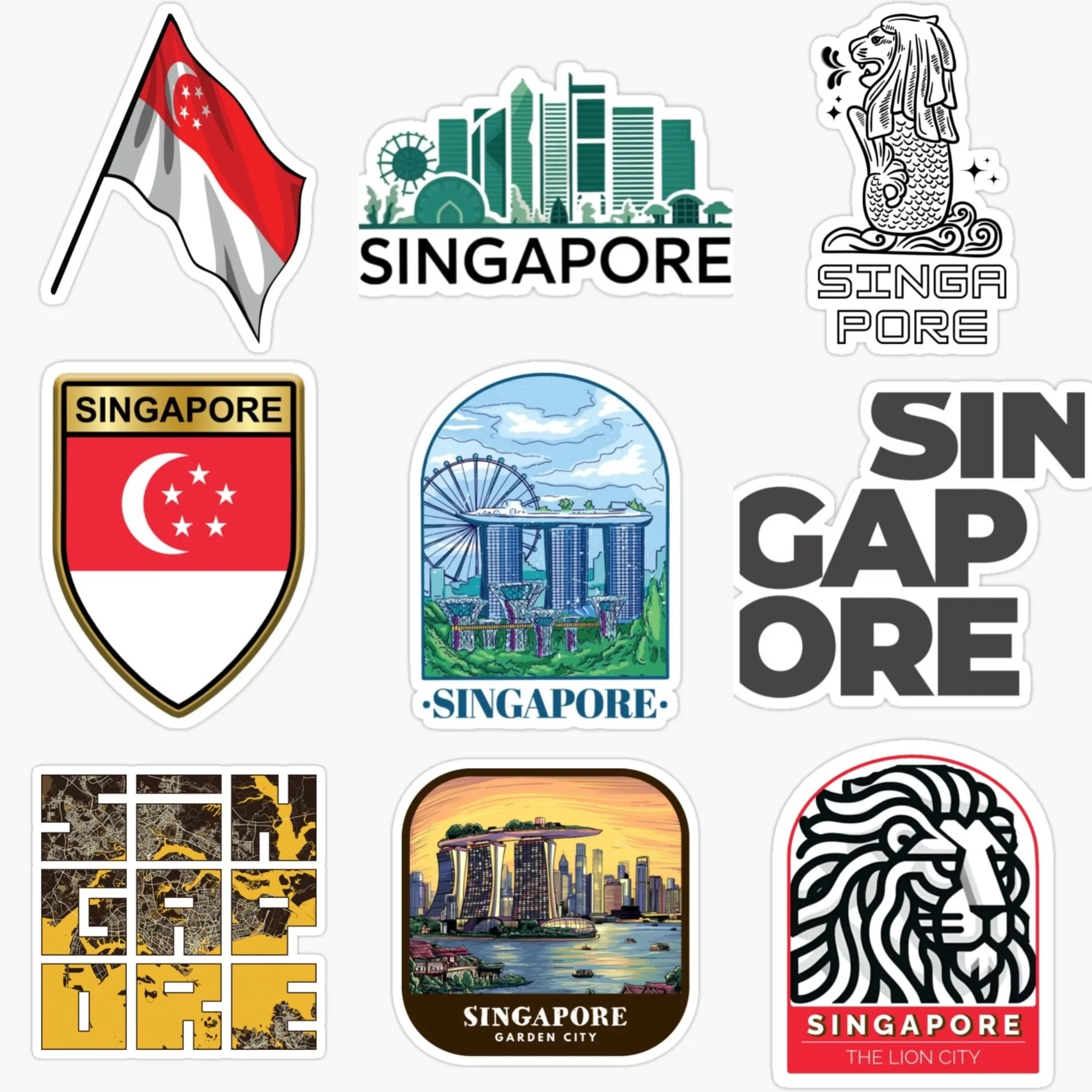 Singapore Flag Map Merlion Sce - Car Accessories Singapore avis et prix