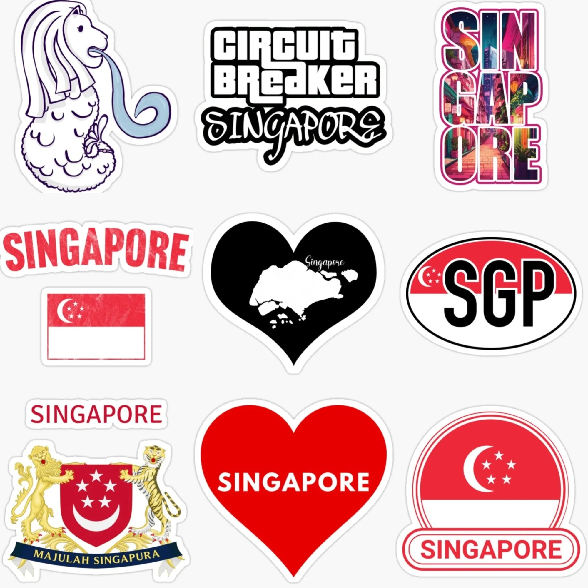 Singapore SGP Flag Map Merlion - Car Accessories Singapore avis et prix