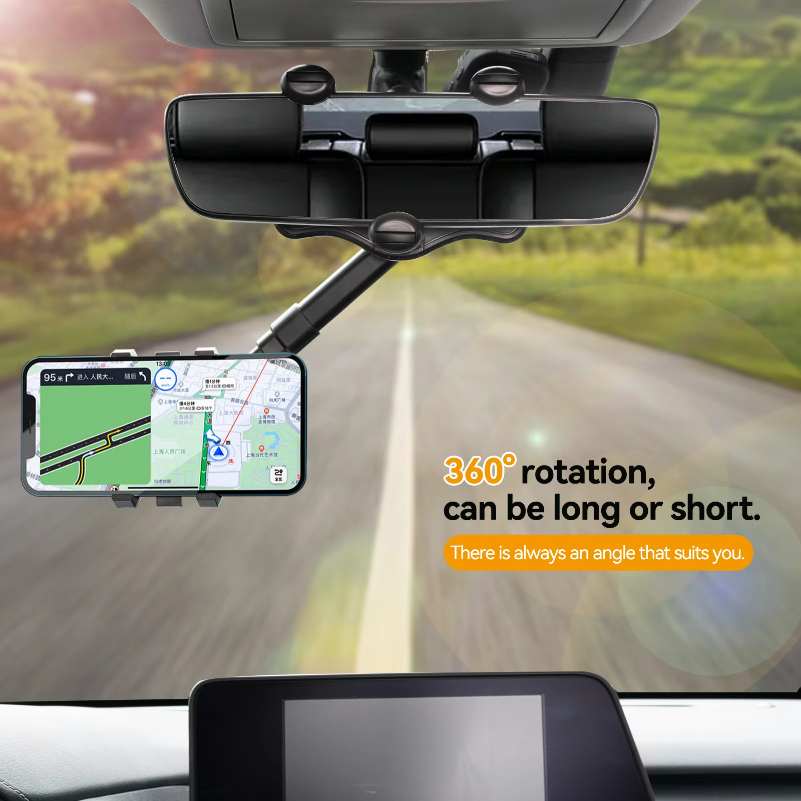 Adjustable Car Rearview Mirror - Car Accessories Phone Holder avis et prix