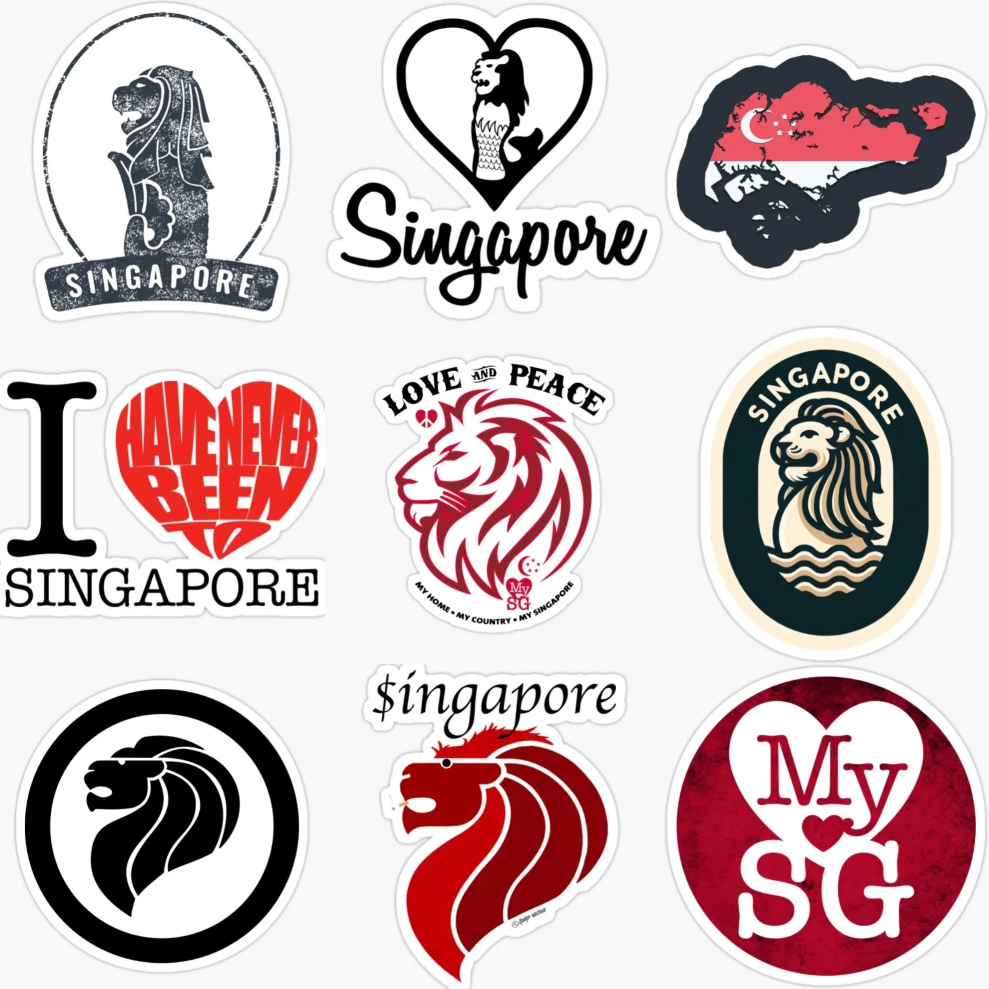 Singapore SG Flag Map Merlion  - Car Accessories Singapore avis et prix