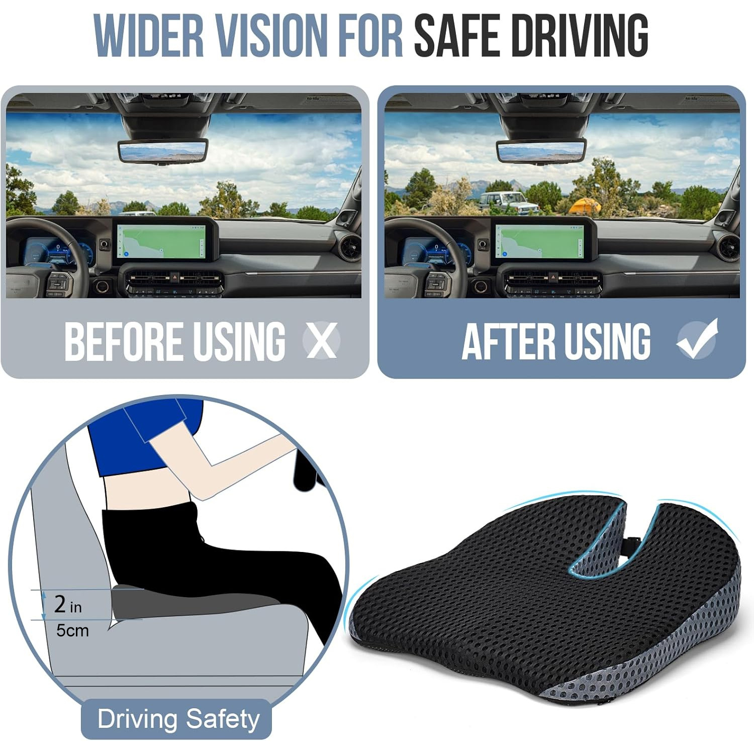 Memory Foam Car Wedge Seat Cus - Car Seat Cushion Memory Foam avis et prix