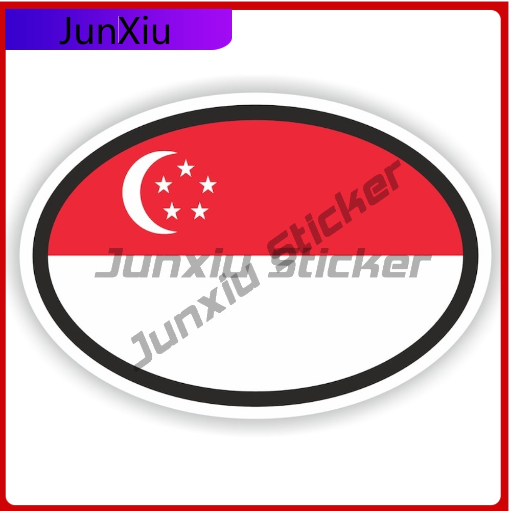 Singapore Flag Oval Sticker An - Car Accessories Singapore avis et prix
