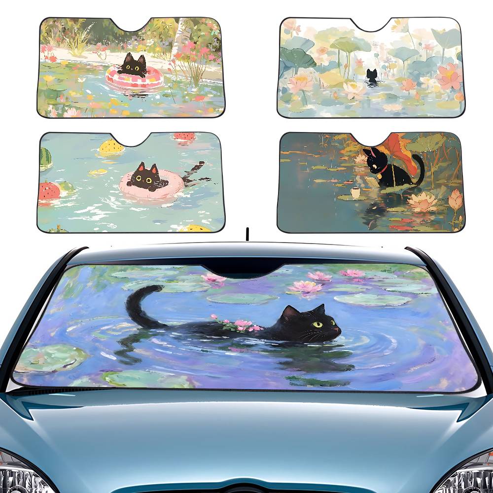 Cartoon Cat In Lotus Leaf Car  - Car Accessories Window avis et prix