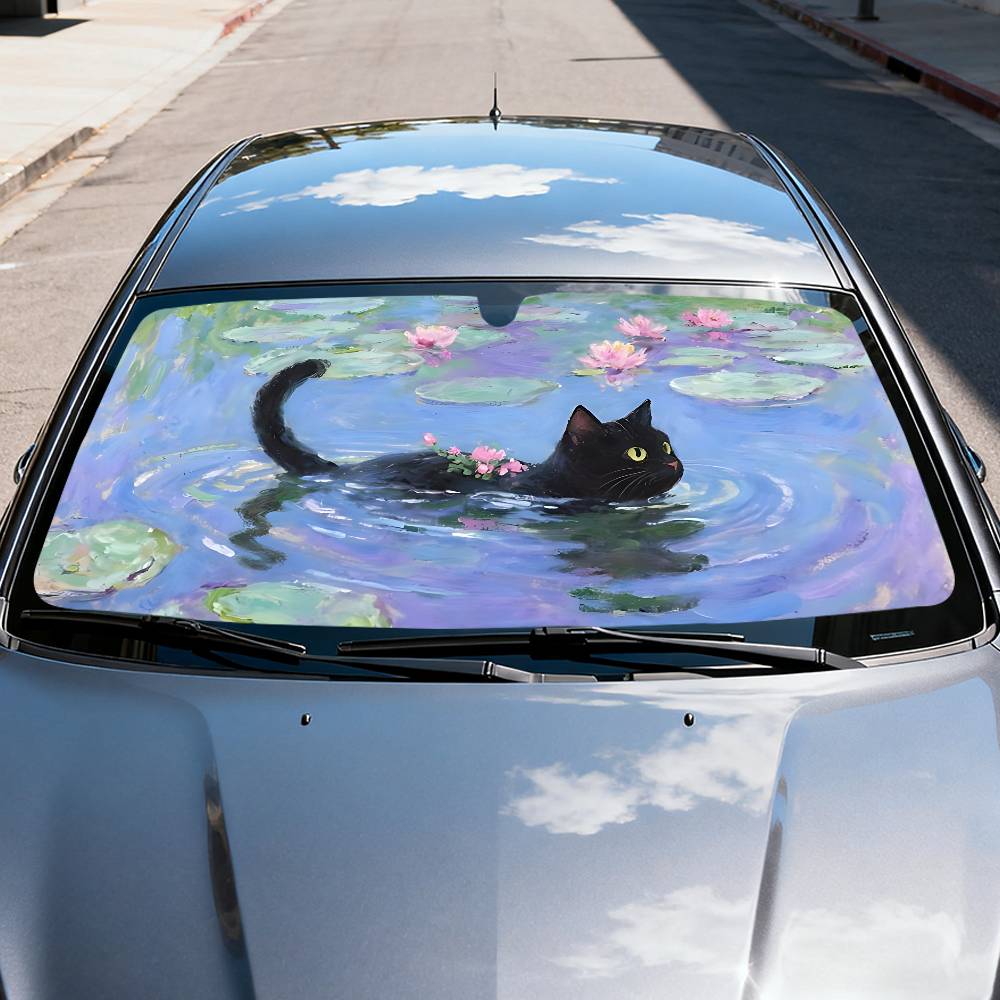 Cartoon Cat In Lotus Leaf Car  - Car Accessories Window avis et prix