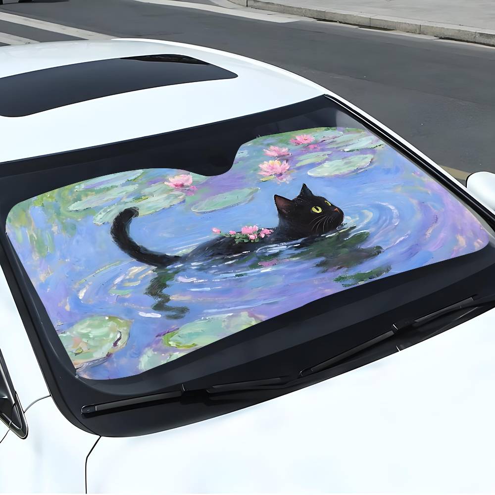 Cartoon Cat In Lotus Leaf Car  - Car Accessories Window avis et prix