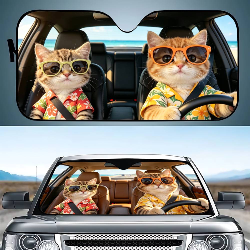 Funny Cat Drive Car SunShade W - Car Accessories Window avis et prix