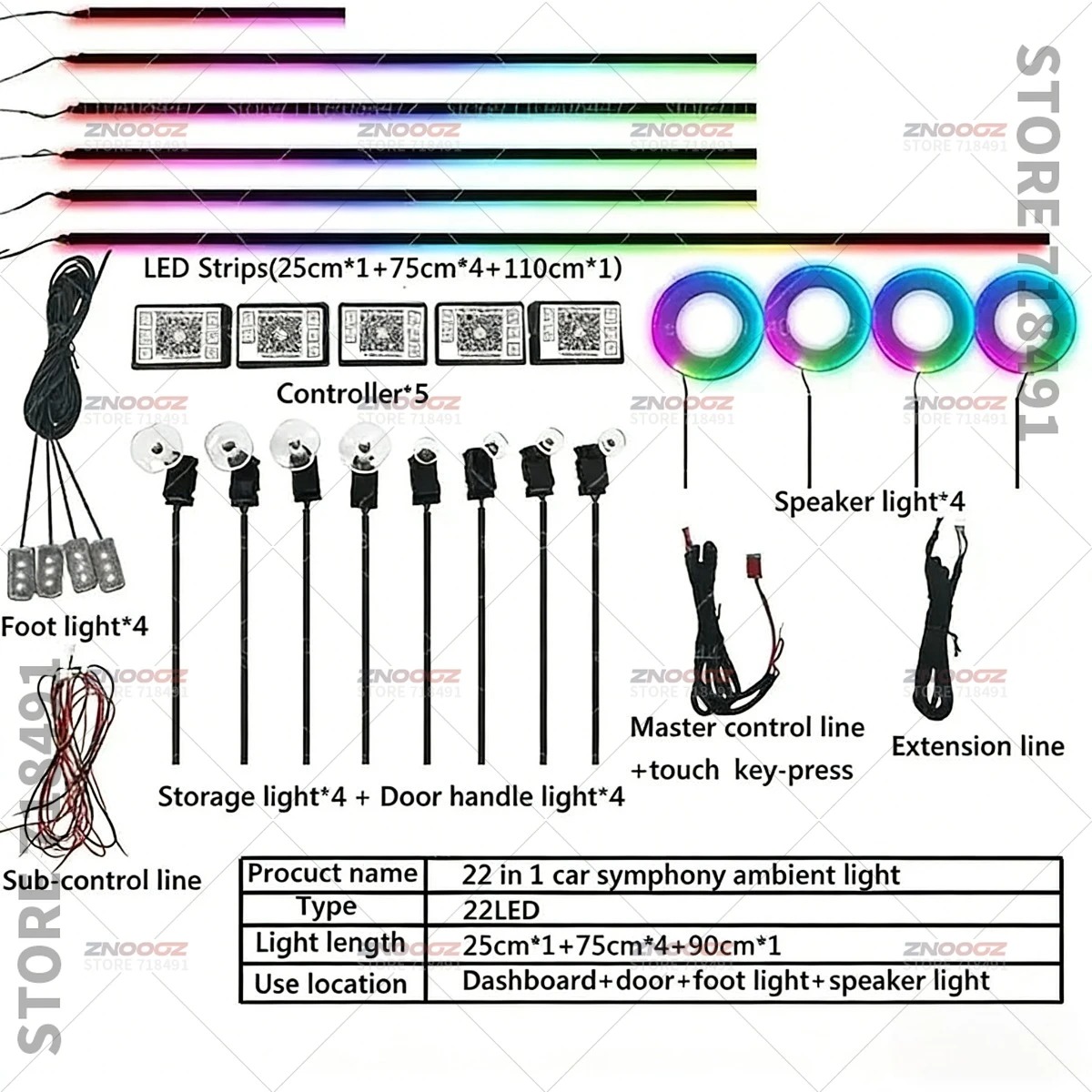 22in1 RGB Car Interior Acrylic - Car Accessories Xl avis et prix